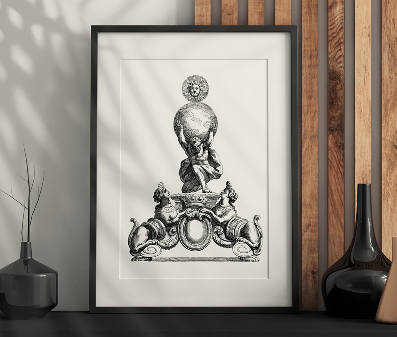 Atlas Greek Mythology Wall Art – Dark Aesthetic, Vintage, Gothic Artwork Printable PDF