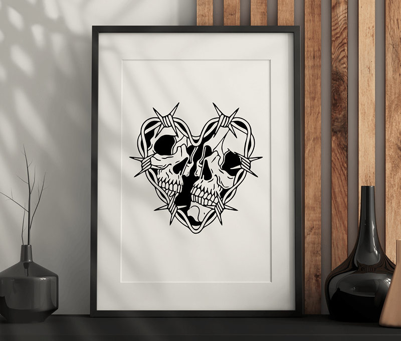 Skeleton Love Wall Art – Dark Aesthetic, Modern, Gothic Artwork Printable PDF