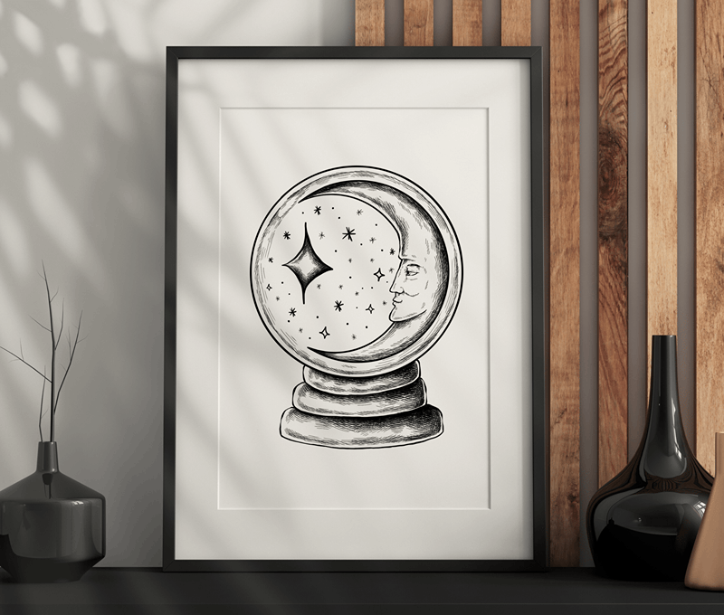 Moon Globe Wall Art – Dark Aesthetic, Vintage, Gothic Artwork Printable PDF