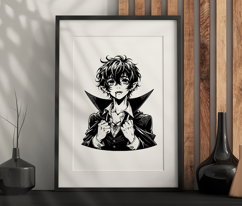 Anime Vampire Wall Art – Dark Aesthetic, Modern, Gothic Artwork Printable PDF