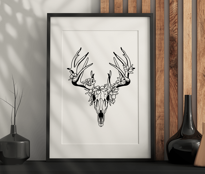Deer Skull Wall Art – Dark Aesthetic, Modern, Gothic Artwork Printable PDF