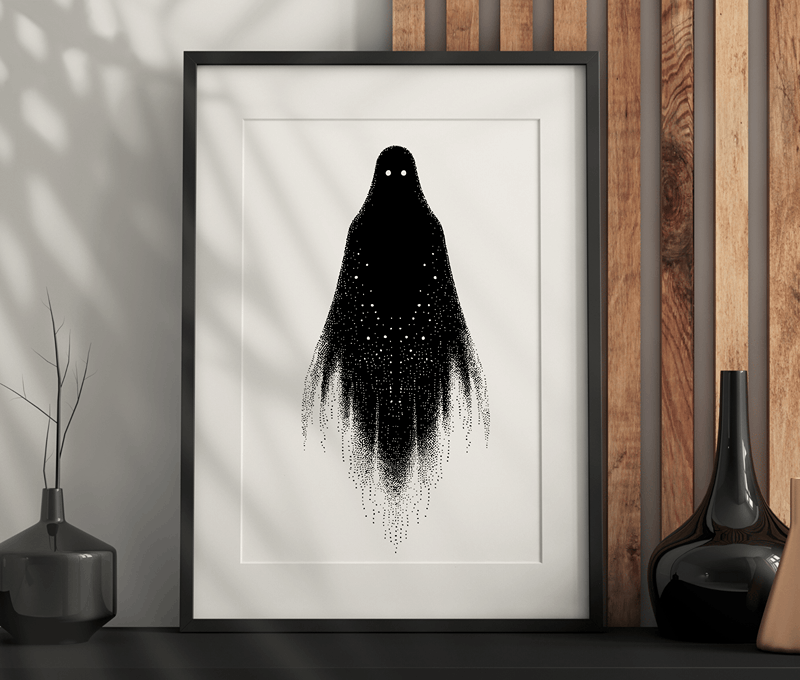 Black Ghost Wall Art – Dark Aesthetic, Spooky, Gothic Artwork Printable PDF