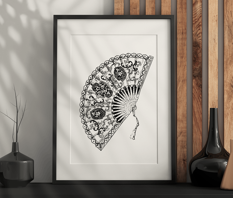 Folding Fan Wall Art – Dark Aesthetic, Vintage, Gothic Artwork Printable PDF