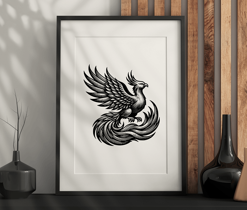 Phoenix Wall Art – Dark Aesthetic, Vintage, Gothic Artwork Printable PDF