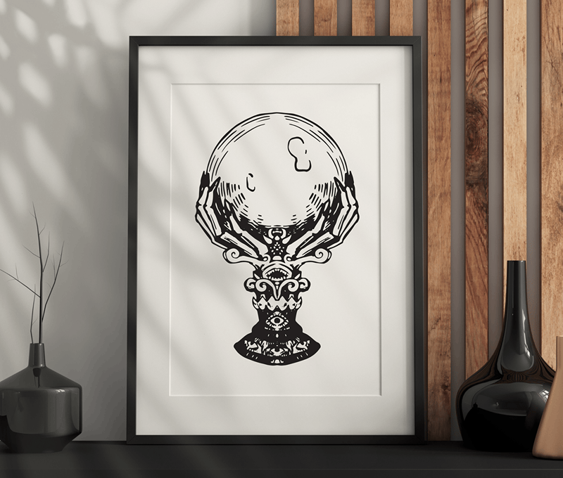 Crystal Ball Wall Art – Dark Aesthetic, Vintage, Gothic Artwork Printable PDF