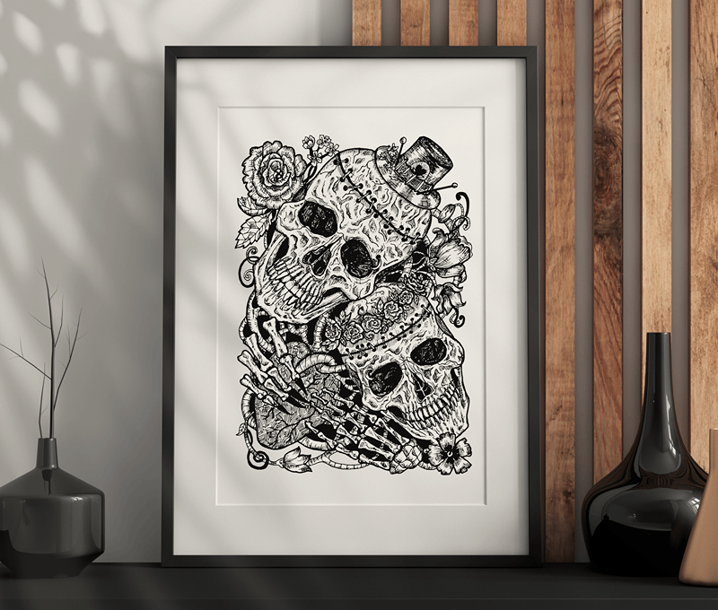 Fancy Skulls Wall Art – Dark Aesthetic, Vintage, Gothic Artwork Printable PDF