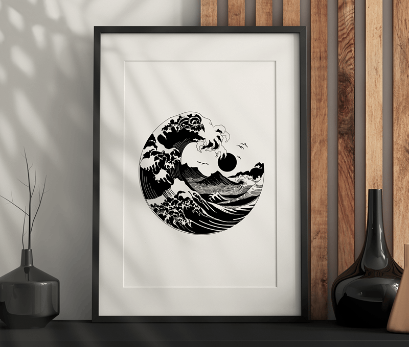 Japanese Wave Dark Wall Art – Dark Aesthetic, Vintage, Gothic Artwork Printable PDF