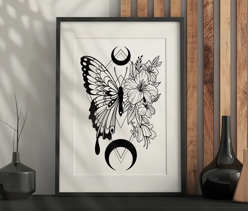 Mystical Butterfly Wall Art – Dark Aesthetic, Modern, Gothic Artwork Printable PDF