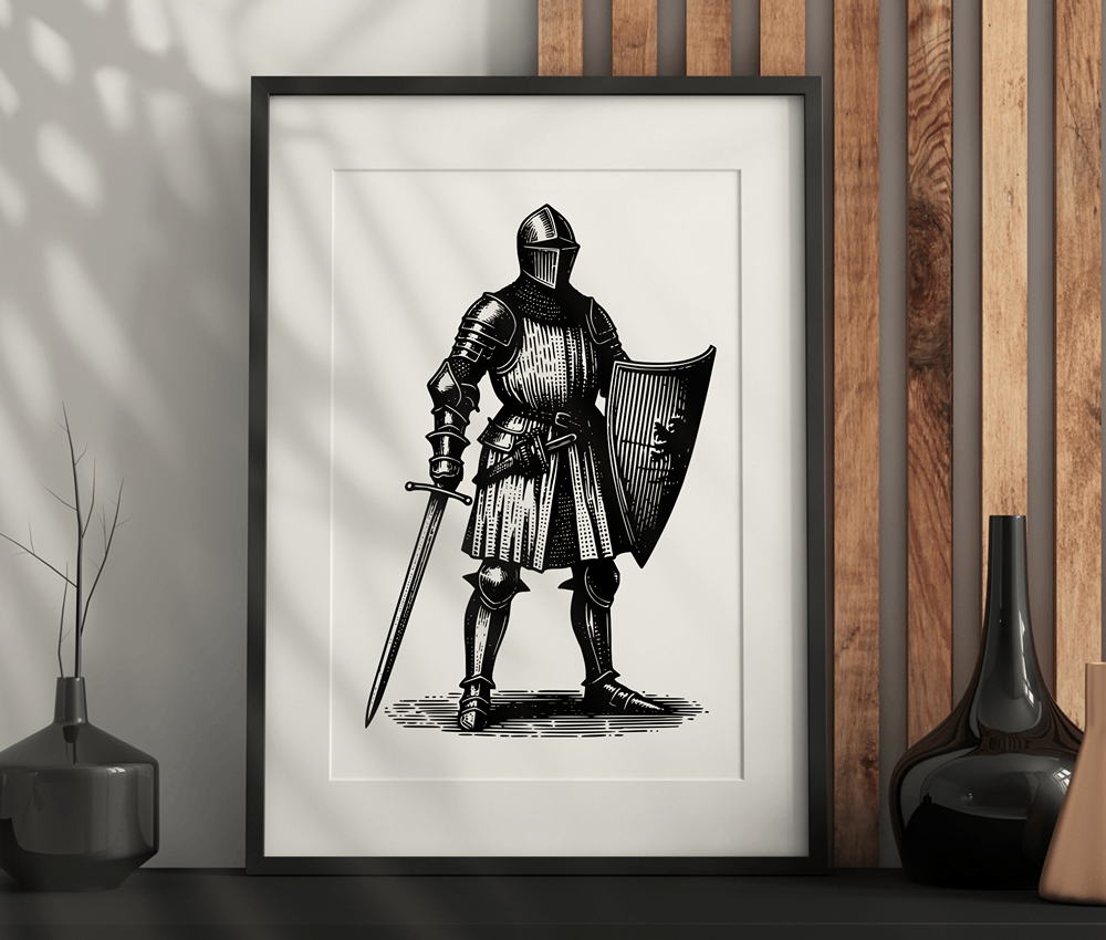 Knight Warrior Wall Art – Dark Aesthetic, Vintage, Gothic Artwork Printable PDF